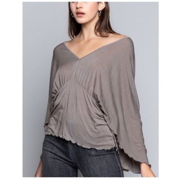 KNIT Top Fitted Waist with Dolman Bell Sleeves charcoal - Picture 4 of 14